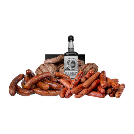 Bourbon Infused Specialty Gift Pack Burger + Bratwurst + Hot Dog // 32 Servings