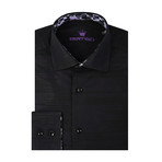 Jacquard Threaded Design Long Sleeve Shirt // Black (L)