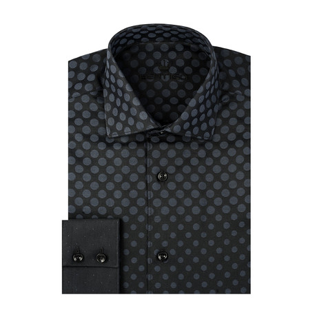 Gradient Circle Jacquard Long Sleeve Shirt // Black (S)