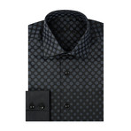 Gradient Circle Jacquard Long Sleeve Shirt // Black (XL)