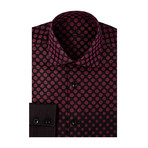 Gradient Circle Jacquard Long Sleeve Shirt // Red (3XL)