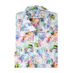 Tropical Poplin Print Long Sleeve Shirt // White (L)