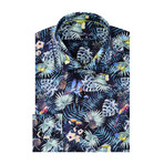 Tropical Poplin Print Long Sleeve Shirt // Green (M)