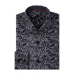 Poplin Geometric Print Long Sleeve Shirt // Black (M)