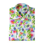 Tropical Print Long Sleeve Shirt // White (2XL)