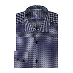 Classic Poplin Print Long Sleeve Shirt // Navy Blue (3XL)