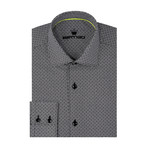 Abstract Poplin Print Long Sleeve Shirt // Black (XL)