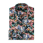 Tropical Poplin Print Long Sleeve Shirt // Black (2XL)