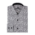 Poplin Geometric Print Long Sleeve Shirt // White (M)