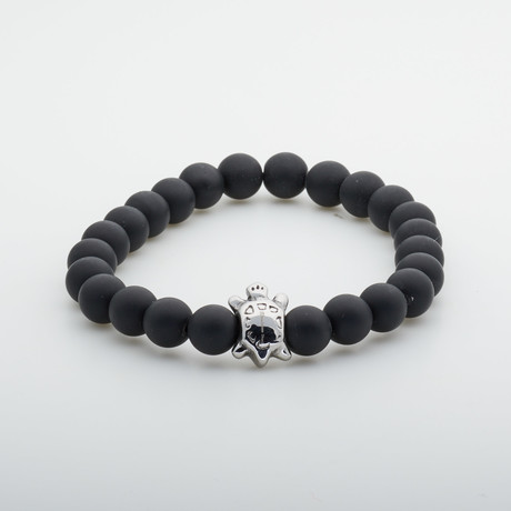 Jean Claude Jewelry // Matte Onyx Lucky Turtle Bracelet // Black + Silver