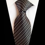 Handmade Silk Tie // Brown Black Cross Stripe