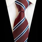 Handmade Silk Tie // Maroon + Blue Stripe