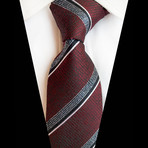 Handmade Silk Tie // Brushed Maroon Stripe