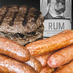 RUM Infused Party Pack Burger, Bratwurst, & Hot Dog // 32 Servings