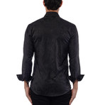 Abstract Circle + Square Art Jacquard Long Sleeve Shirt // Black (XL)