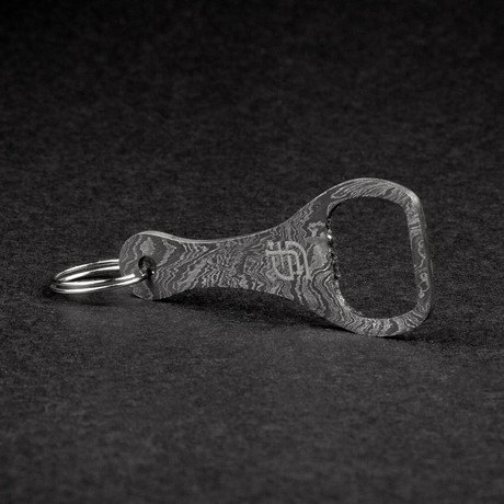 Cap Lifter Damascus Steel Keychain Bottle Opener