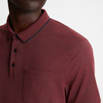 Cambridge Short Sleeve Birdseye Pique Polo + Chest Pocket // Crimson (XL)