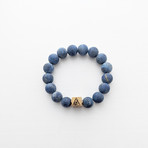 Lapis Lazuli Bead Bracelet // Blue + Gold