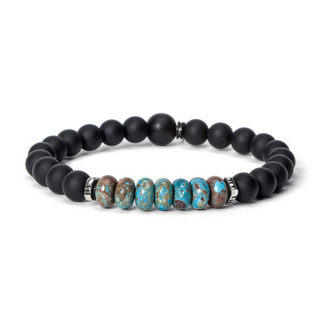 Agate Bracelet // Black Onyx + Turquoise (Small)