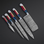 Chef Knives Set Of 5 PCS // Bone + Rose Wood