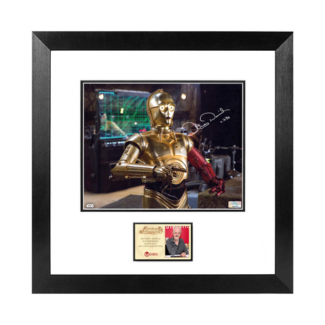 Anthony Daniels // Autographed Star Wars: The Force Awakens C-3PO D’Qar Rebel Base // Framed Photo