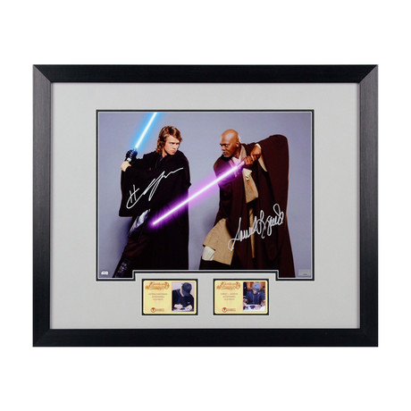 Hayden Christensen and Samuel L. Jackson // Autographed Star Wars Anakin and Mace Windu // Framed Photo