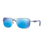 Unisex Polarized Double Bridge Sunglasses // Gunmetal + Blue Flash