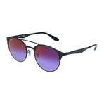 Unisex Double Bridge Sunglasses // Black + Blue Violet Gradient Mirror
