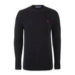 Classic Cable Knit Sweater // Black (L)