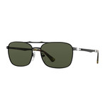 Rectangle Navigator Sunglasses // Gloss Black + Green