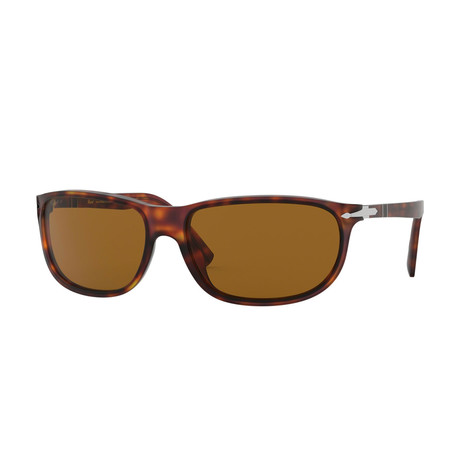 Oval Polarized Wrap Sunglasses // Havana + Brown