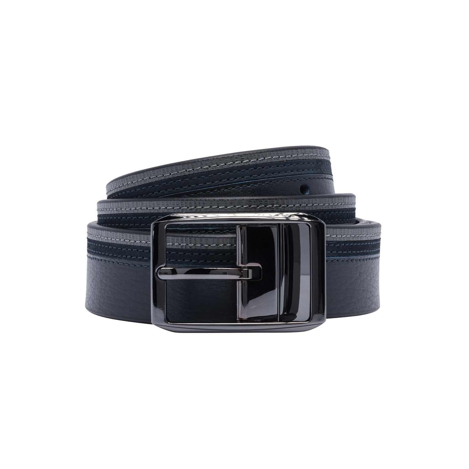 Leather with Suede Trim Belt // Navy (30) - BUGATCHI - Touch of Modern