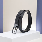 Reversible Printed Leather Belt // Grafite (30)