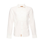 Dean Tuxedo Shirt in Brushed Cotton // Ivory (XL)