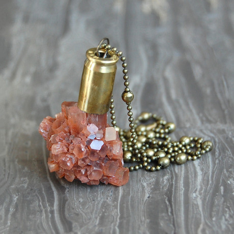 Aragonite Crystal Bullet Necklace