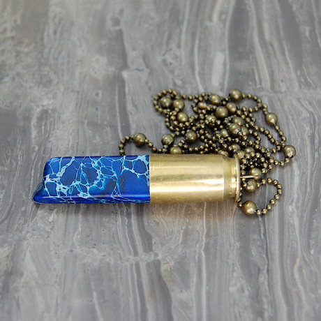 Dark Blue Jasper Crystal Bullet Necklace