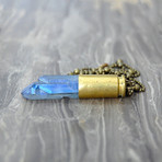 Blue Titanium Quartz Crystal Bullet Necklace