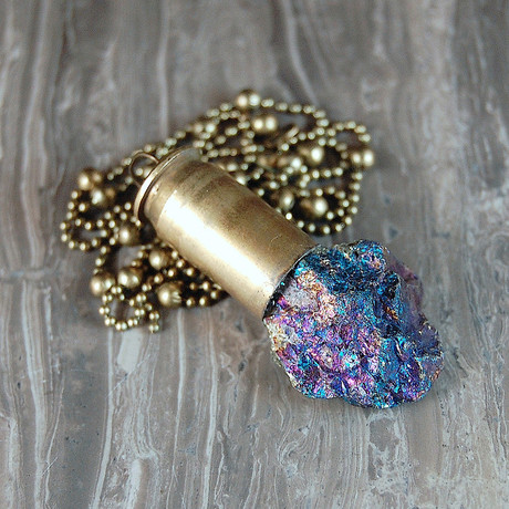 Peacock Ore Crystal Bullet Necklace