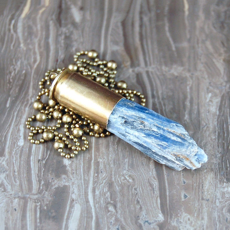 Blue Kyanite Crystal Bullet Necklace