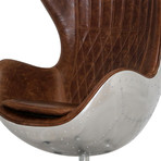 Aviator Egg Office Chair // Jacobsen + Aluminum + Leather + Swivel on Casters