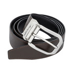Saffiano Leather Reversible Belt // Black + Brown (1" Width)