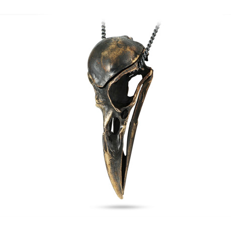 Crow Skull Locket (Bronze // 20" Gunmetal Chain)