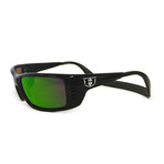 Unisex Meal Ticket Polarized Sunglasses // Black Gloss + Green Chrome