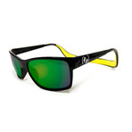 Unisex Monix Polarized Sunglasses // Black Gloss + Green Chrome