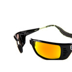 Unisex Meal Ticket Polarized Sunglasses // Green Camo + Fire Chrome
