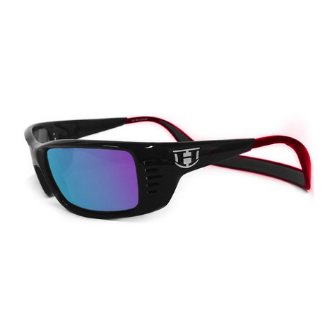 Unisex Meal Ticket Polarized Sunglasses // Red Gloss + Sky Blue