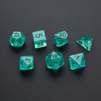 Resin Polyhedral Dice Set // 16mm (Clear + Light Blue Numbers)
