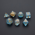 Resin Polyhedral Dice Set // Gold Foil // 16mm (Blue)