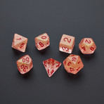 Resin Polyhedral Dice Set // 16mm (Clear + Light Blue Numbers)