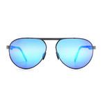 Maui Jim // Men's Swinging Bridges Polarized Aviator Sunglasses // Brushed Dark Gunmetal + Blue Mirror